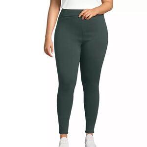 Land’s End Women’s Fleece Lined Pocket Leggings in Balsam (green)| Size: L 14/16